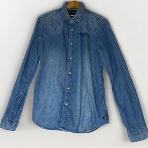 Scotch & Soda Denim Shirt Blauwatch Regular Fit Long Sleeve Mens Size Large